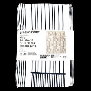 IKEA BERGKORSORT White & Gray King Duvet Cover & Pillowcases